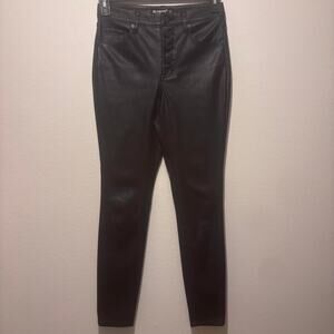 Black leather skinny pants
